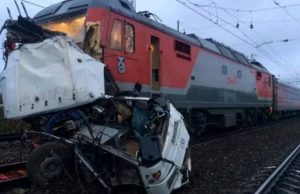 Horror at Railway Crossing: Tourist Bus Hit by Freight Train in Russia, 1 Dead, 11 Injured.