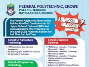 Federal Polytechnic Ekowe Opens Admission for 2025/2026 Academic Session.