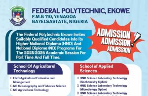 Federal Polytechnic Ekowe Opens Admission for 2025/2026 Academic Session.